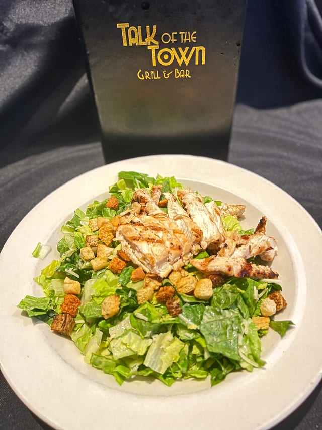 GRILLED CHICKEN CAESAR SALAD.