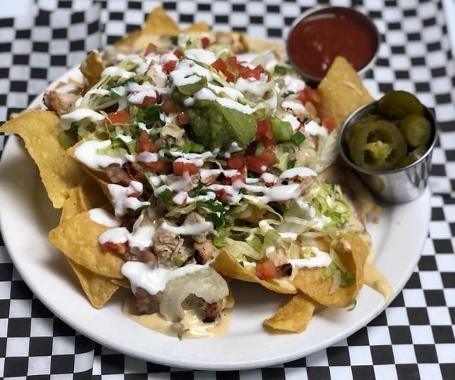 CHICKEN NACHOS.